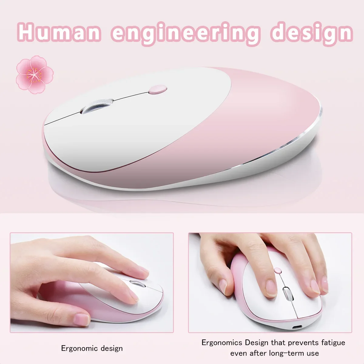 Tri-Mode 2.4G+Bluetooth 3.0/5.0 Wireless Mouse Rechargeable Silent Click Ergonomic Mice For Laptop Computer Office Home Business