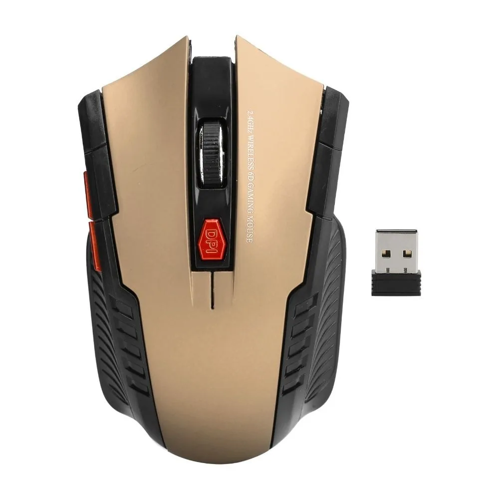 2.4G Wireless Wireless Mouse 3 Levels Adjustable 6 Buttons Gaming Mouse USB Receiver 1600DPI Optical Mouse Home Office