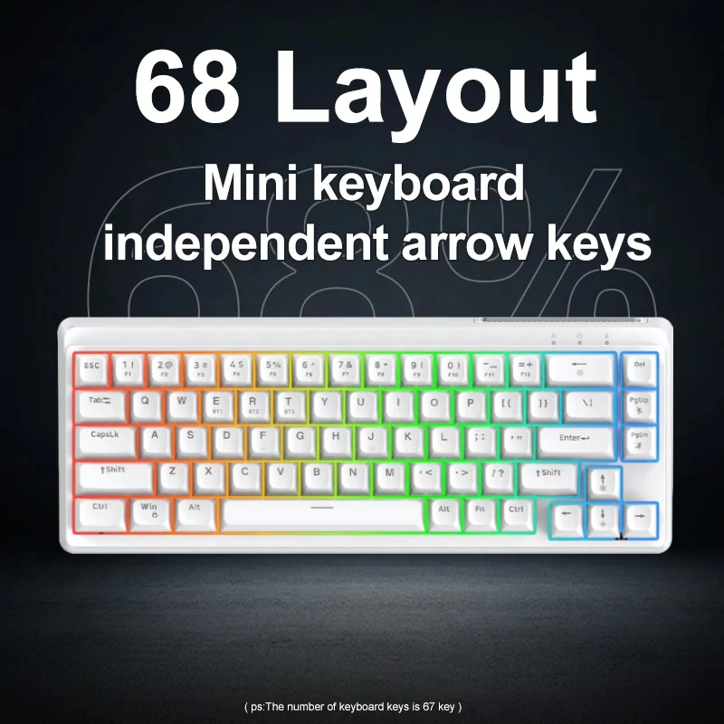 60% Key Mini Portable Keyboard Wired with RGB Dazzling lights FREEWOLF M68 SE 60% Portable Keyboard for Office/Gaming