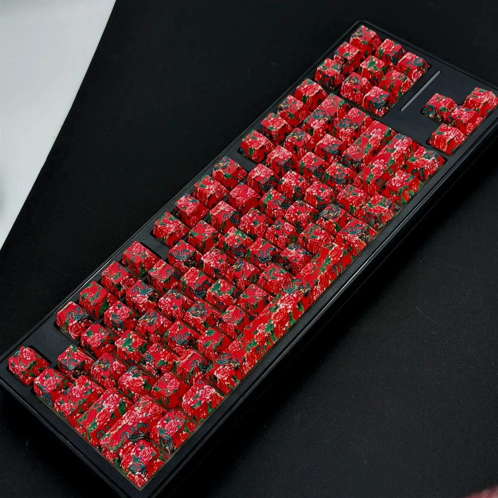 PBT side transparent keycap 84/87 with a complete set of small columns, customized RGB transparent mechanical keyboard box
