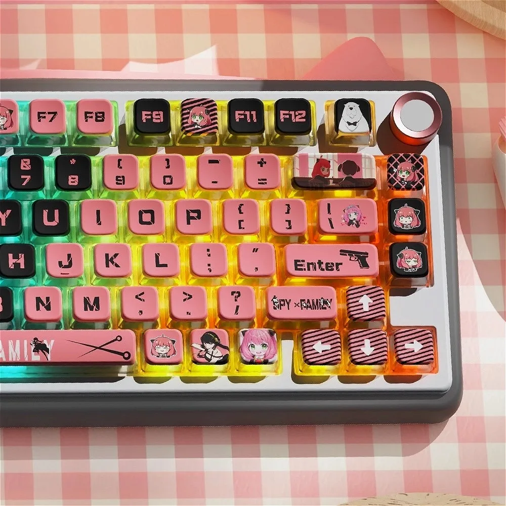 Spy x Family Anime Keycaps, Shiny 4-Side RGB PBT Keycaps, Hot-Swappable MSA Profile for Mechanical Keyboard