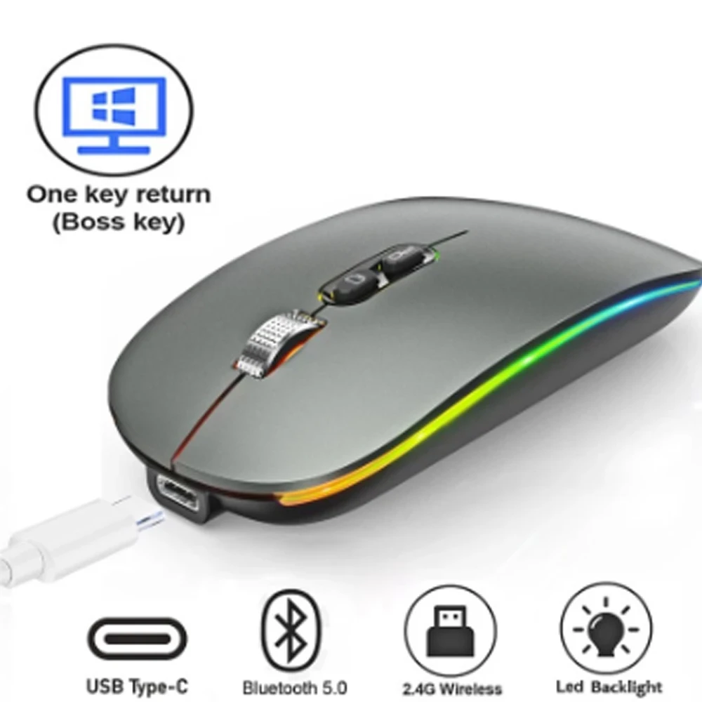 Bluetooth Mouse for Surface Pro 9 Pro9 Pro8/7/6/5/4/3 Pro X Tablet Laptop PC Wireless Mouse Rechargeable Mute Gaming Mouse
