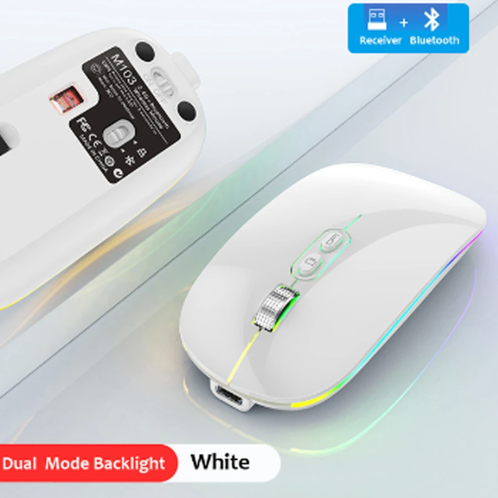 Bluetooth Mouse for Surface Pro 9 Pro9 Pro8/7/6/5/4/3 Pro X Tablet Laptop PC Wireless Mouse Rechargeable Mute Gaming Mouse
