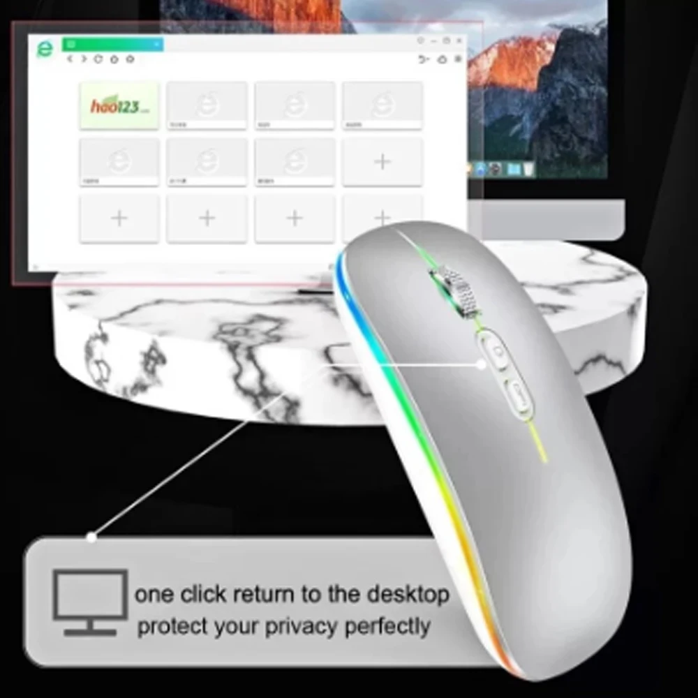 Bluetooth Mouse for Surface Pro 9 Pro9 Pro8/7/6/5/4/3 Pro X Tablet Laptop PC Wireless Mouse Rechargeable Mute Gaming Mouse