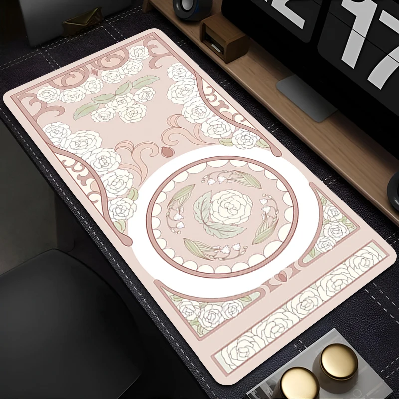 Gaming Mouse Pad PC Vintage Flower Pattern Desk Mat Gamer Professional Premium Mousepad Speed Control Accessories Keyboard Pad