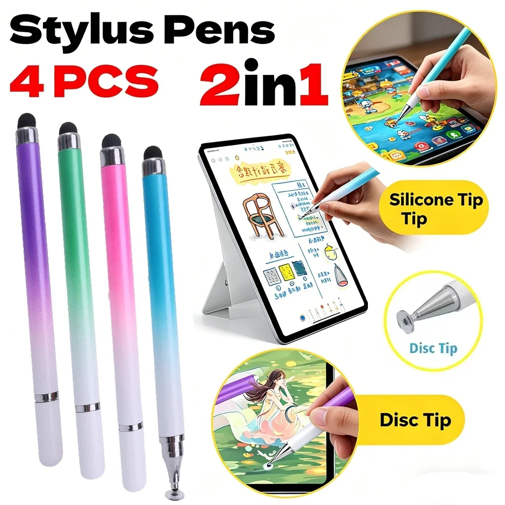 4/1 Pcs Universal 2 in 1 Stylus Pen for Smart Phone Tablet Drawing Capacitive Pencil Android Screen Touch Pen For iPhone Samsung