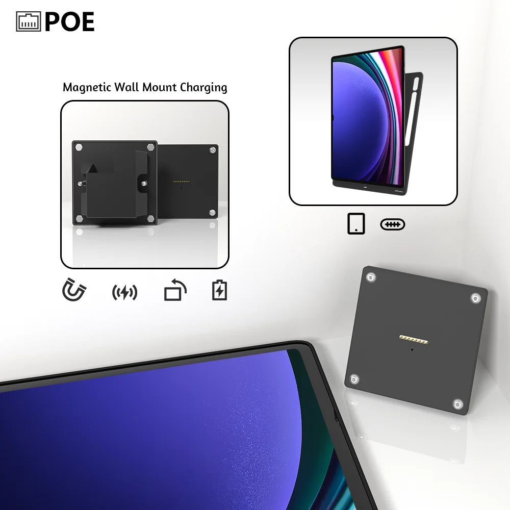 Tablet holder for Samsung POE Galaxy Tab S10 Ultral 14.6 wall S10 PLUS charging station Magnetic wireless charging Smart Switch