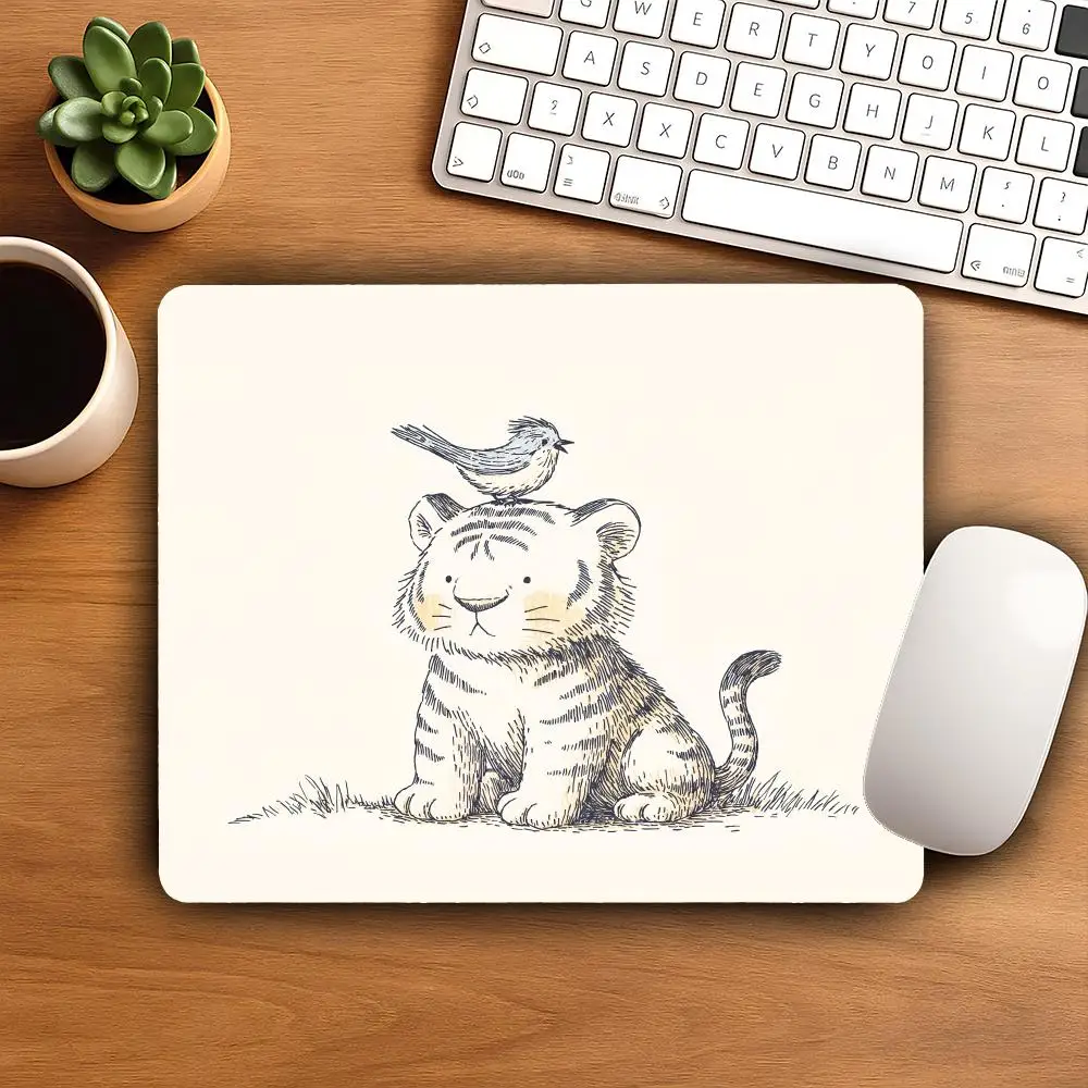 HYBXAXC Cute Sketch Tiger Cub Small Mouse Pad Desk Mat Non-Slip Rubber Base for Office Gaming Home Decor