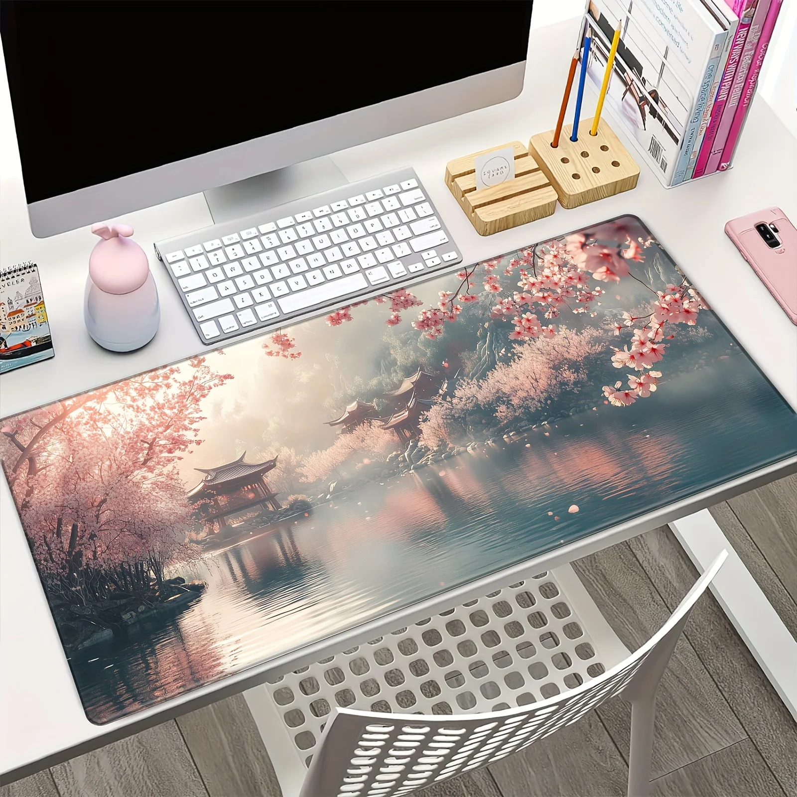 Large Traditional Chinese Scenic Mouse Pad Non-Slip Rubber Desk Mat for Keyboard PC Gaming, Office Home Decor 900x400 Mouse Mat