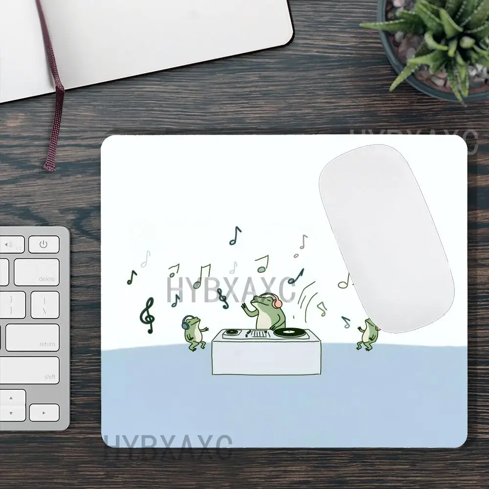 HYBXAXC Funny DJ Frog Mouse Pad Small Non-Slip Rubber Desk Mat for Office Gaming Home Decor