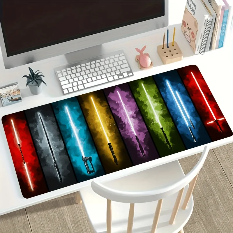 Large Gaming Mouse Pad Colorful Magic Sword Non-Slip Rubber Home Office Game Artistic Gothic Decor Desk Mat for Gamers Friends