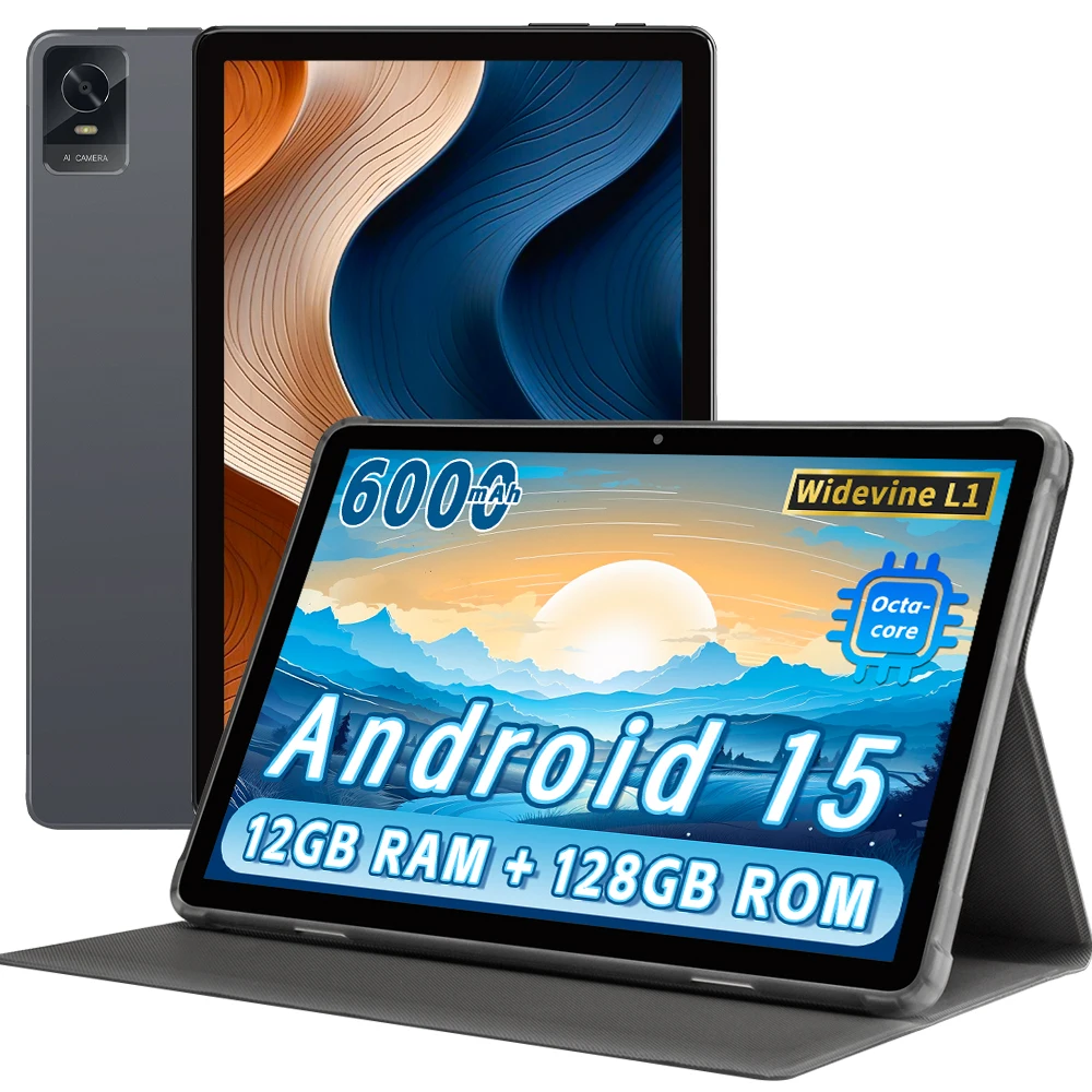 Paitanry New 10.1" IPS HD Tablet 12GB RAM 128GB ROM 1TB Expandable 5+13MP Dual Cameras 6000mAh WiFi 6 Android 15 Gaming Tablet