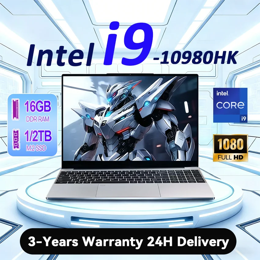 2026 New Backlit Fingerprint Unlock Laptop Intel i9-10980HK 15.6 Inch Windows 11 Office Study NoteBook Gaming Computer PC