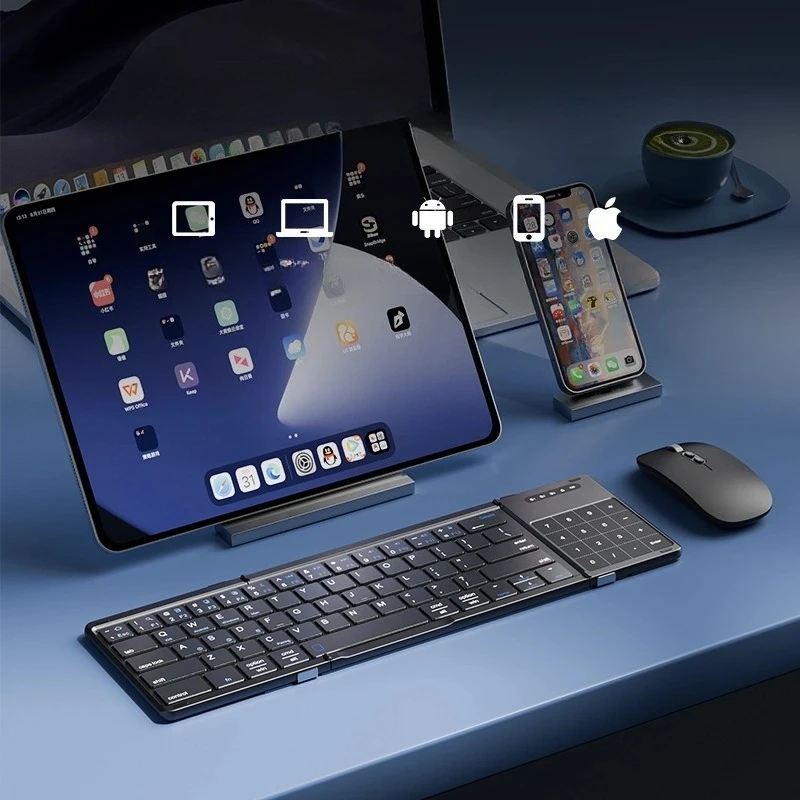104 Keys Portable Keyboard Folded for Cellphone - Compatible with iOS Android Windows PC - Compact Travel-Friendly Design