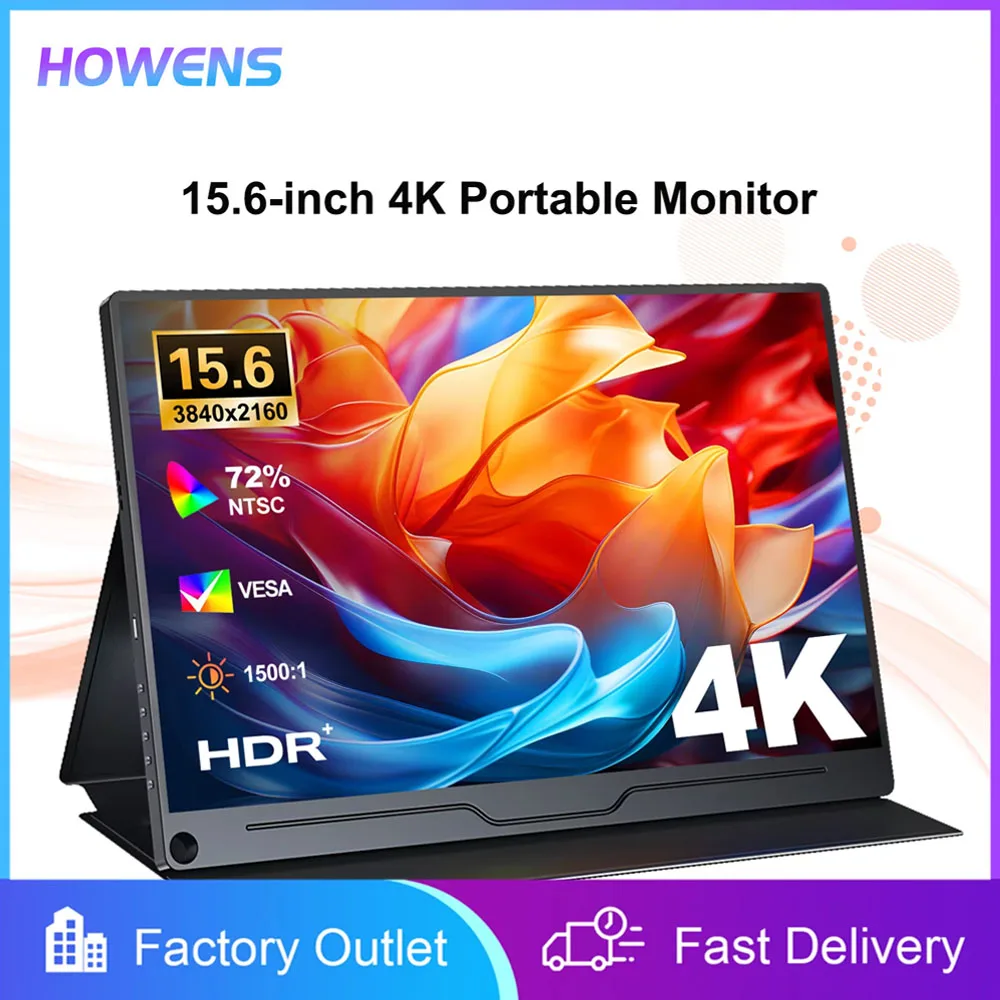 Portable Second Display 15.6 Inch 3840*2160 IPSMonitor 60Hz Refresh Speed Compatible HDMI Type-C Laptop Mac PC Switch PS5 IPhone