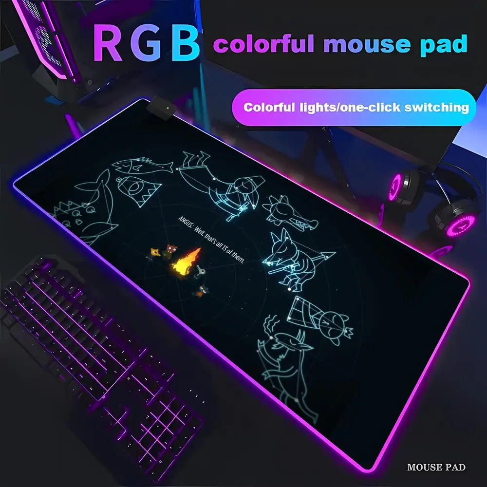 HYBXAXC  Night in the Woods Mouse Pad  RGB Gaming Mouse Pad HD Gamer Large LED Light XXL PC Computer Non-slip