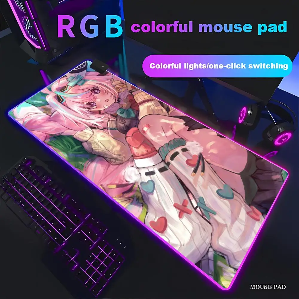 HYBXAXC Game Genshin Impact Varesa Mouse Pad  RGB Gaming Mouse Pad HD Gamer Large LED Light XXL PC Computer Non-slip