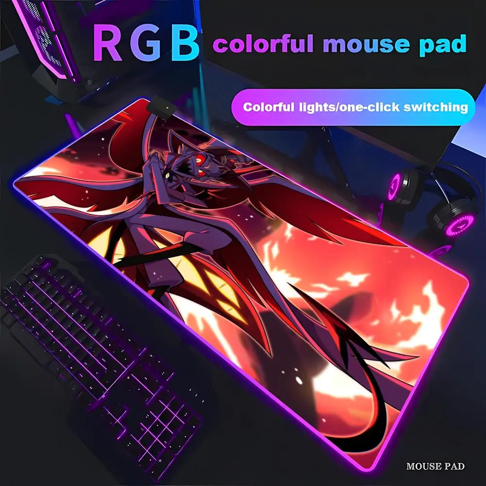 Hazbin Hotel  Mouse Pad Animation Games Beautiful RGB Gaming Pad HD Gamer Large LED Light XXL PC Computer pad Non-slip Decor