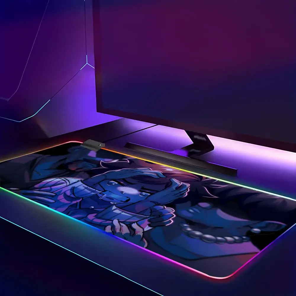 HYBXAXC Kawai Anime Omori  Mouse Pad  RGB Gaming Mouse Pad HD Gamer Large LED Light XXL PC Computer Non-slip