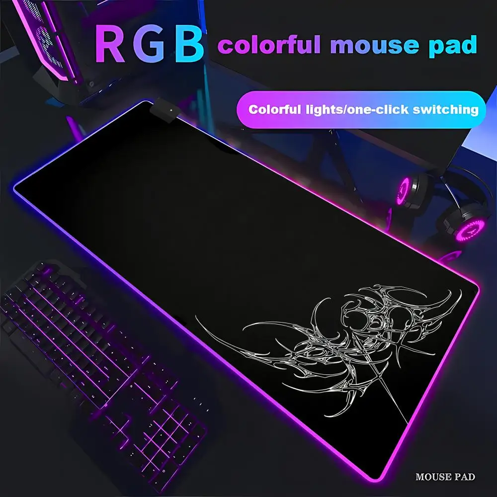 HYBXAXC Cybersigilism Tribal Design Mouse Pad Minimalistic Tech Tribal Mouse Pad  RGB Gaming HD Gamer LED Light PC Computer