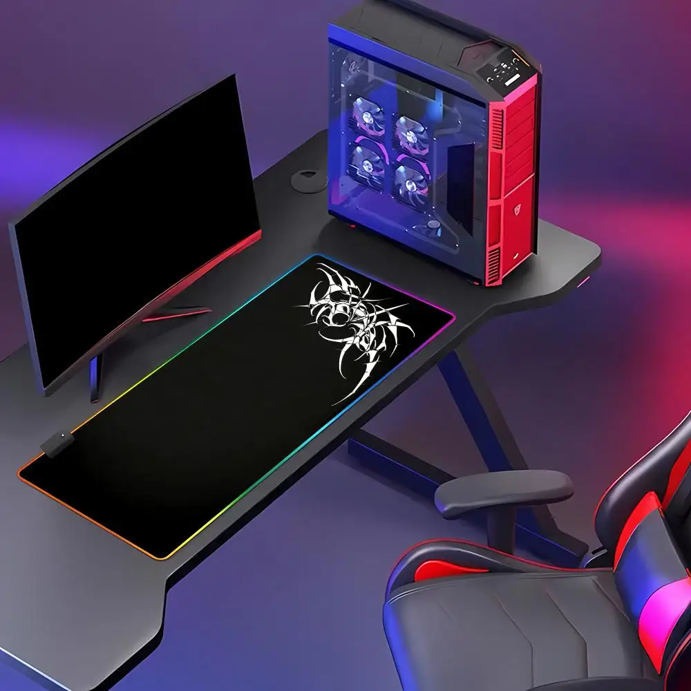 HYBXAXC Cybersigilism Tribal Design Mouse Pad Minimalistic Tech Tribal Mouse Pad  RGB Gaming HD Gamer LED Light PC Computer