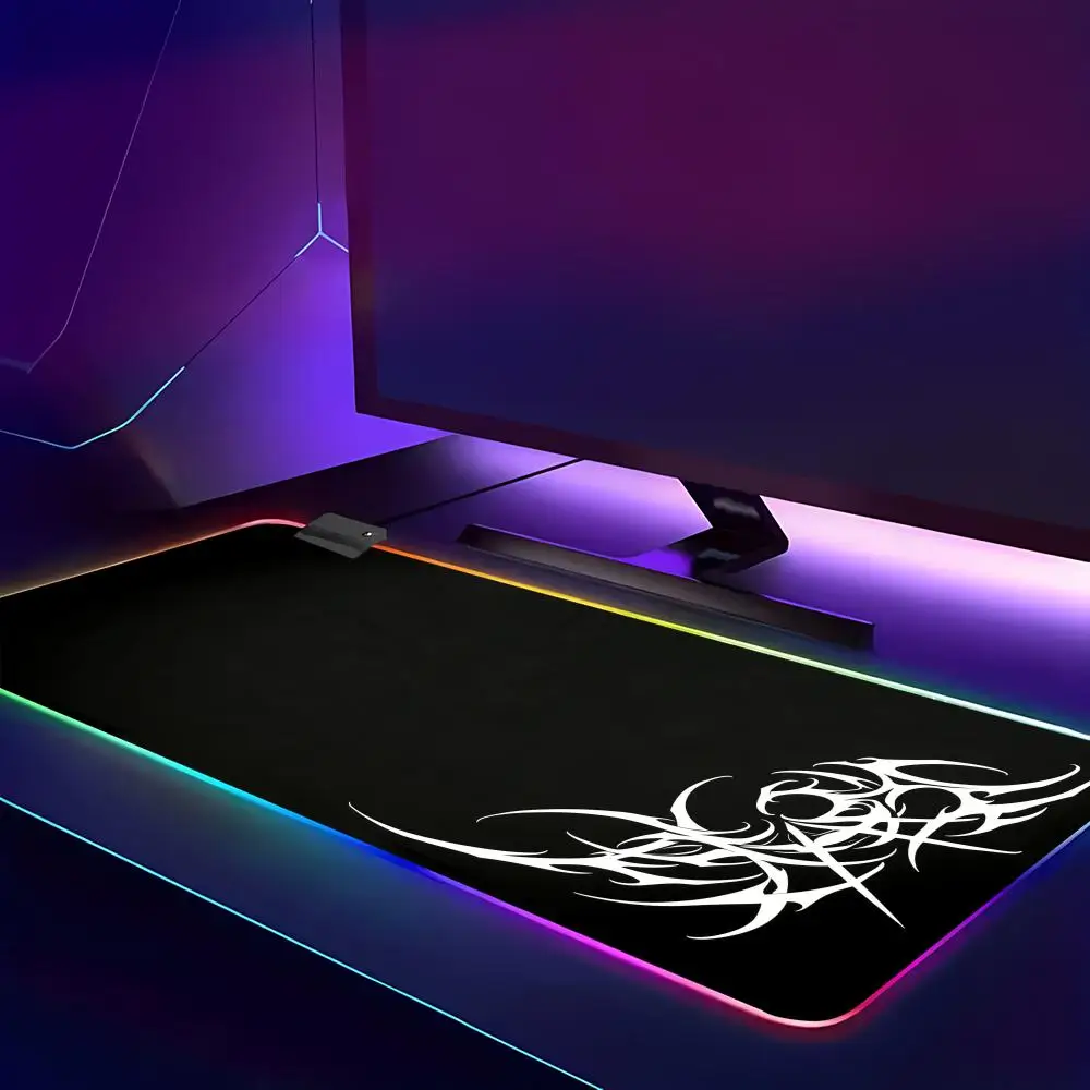 HYBXAXC Cybersigilism Tribal Design Mouse Pad Minimalistic Tech Tribal Mouse Pad  RGB Gaming HD Gamer LED Light PC Computer