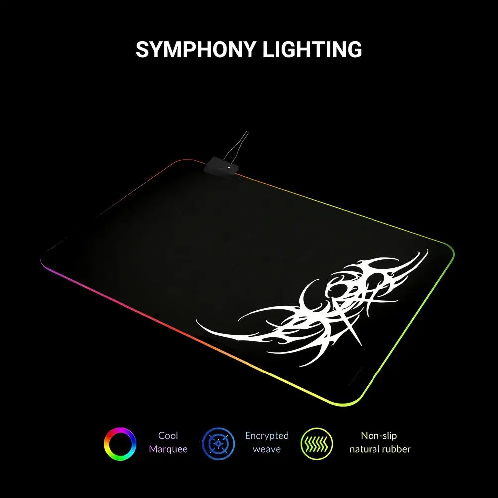 HYBXAXC Cybersigilism Tribal Design Mouse Pad Minimalistic Tech Tribal Mouse Pad  RGB Gaming HD Gamer LED Light PC Computer