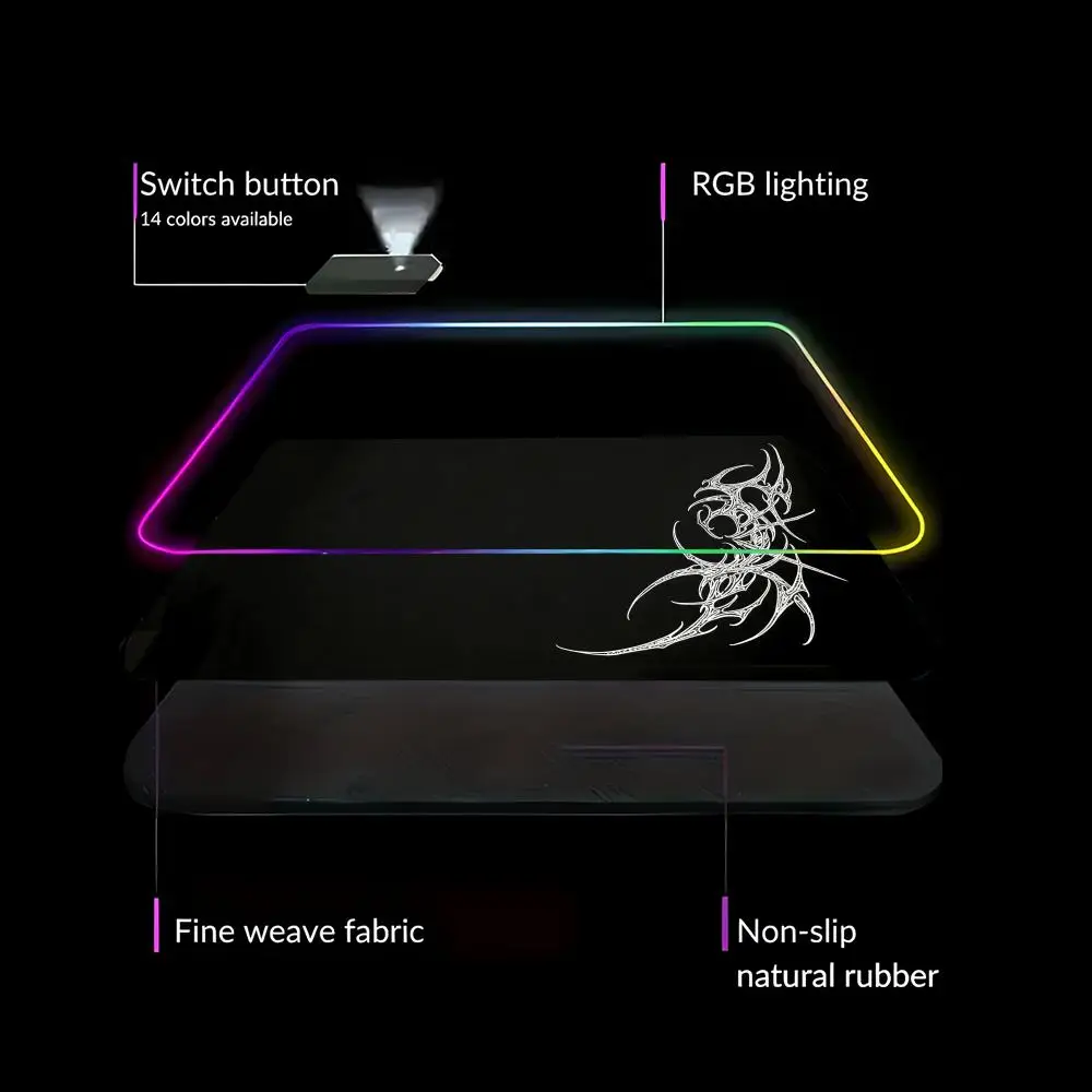 HYBXAXC Cybersigilism Tribal Design Mouse Pad Minimalistic Tech Tribal Mouse Pad  RGB Gaming HD Gamer LED Light PC Computer