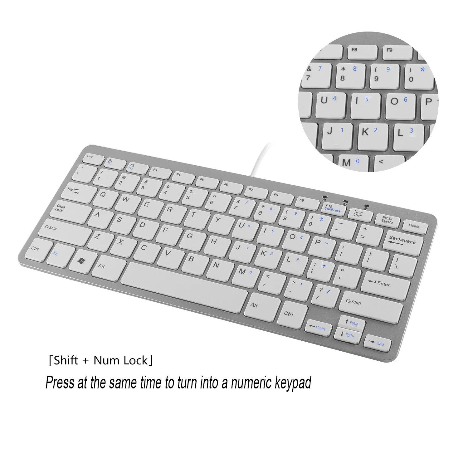 Ergonomic Slim Wired Keyboard Usb Cable Thin Keyboards Portable Mini Silent Keypad For Mac Laptop PC Computer Tablet Office