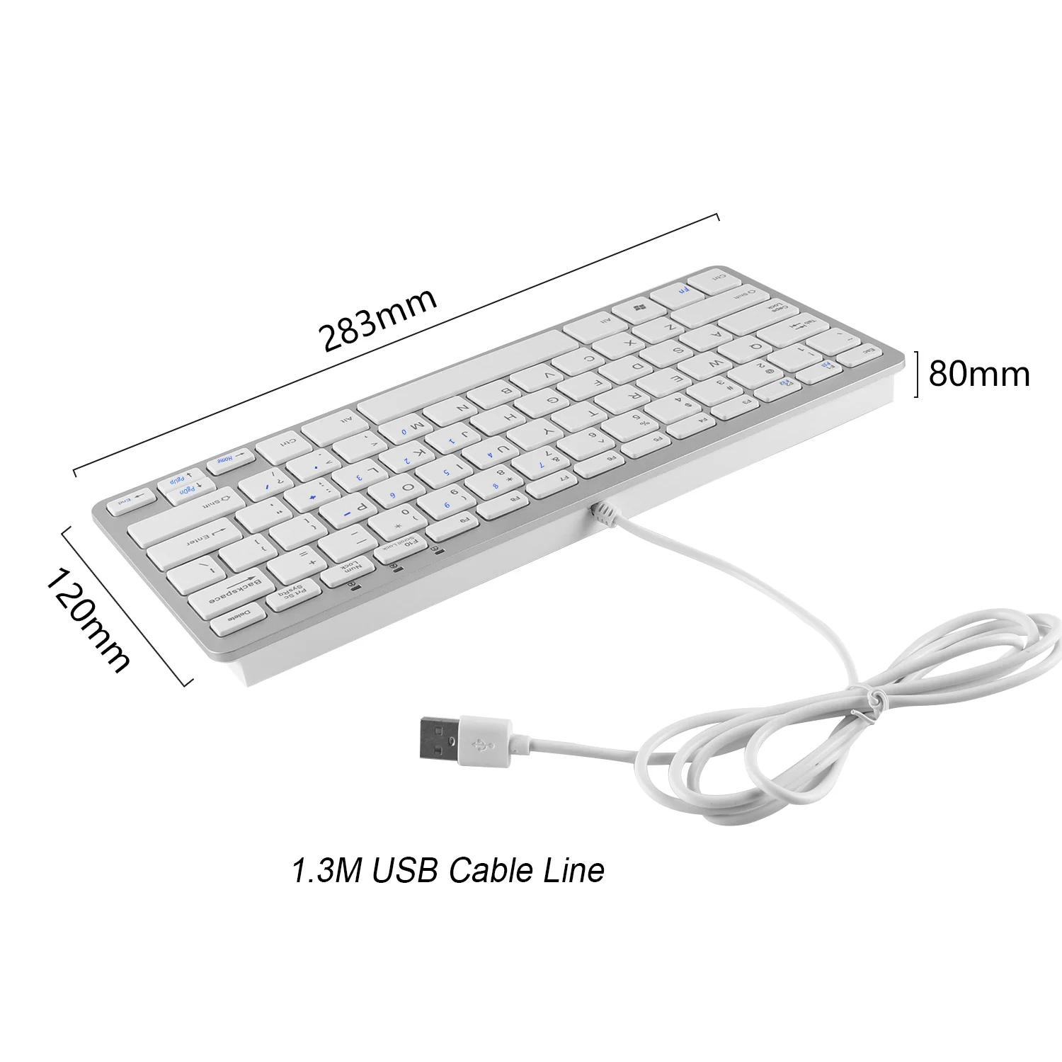 Ergonomic Slim Wired Keyboard Usb Cable Thin Keyboards Portable Mini Silent Keypad For Mac Laptop PC Computer Tablet Office