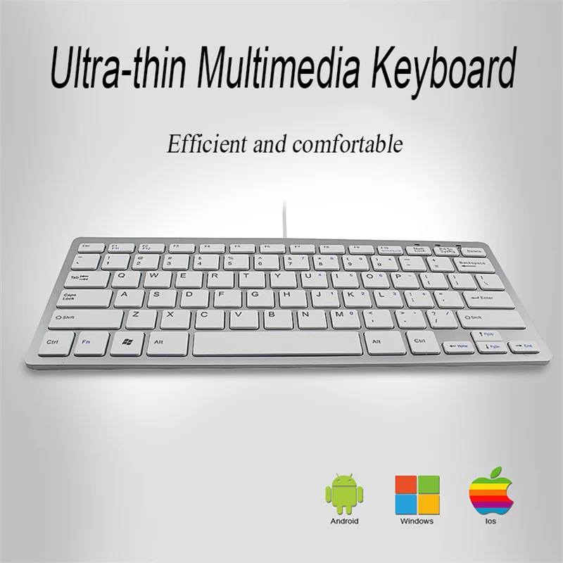 Mini Slim Wired Keyboard Usb Cable Thin Keypad Ergonomic Portable Office Silent Keyboards For Mac Laptop PC Computer Tablet