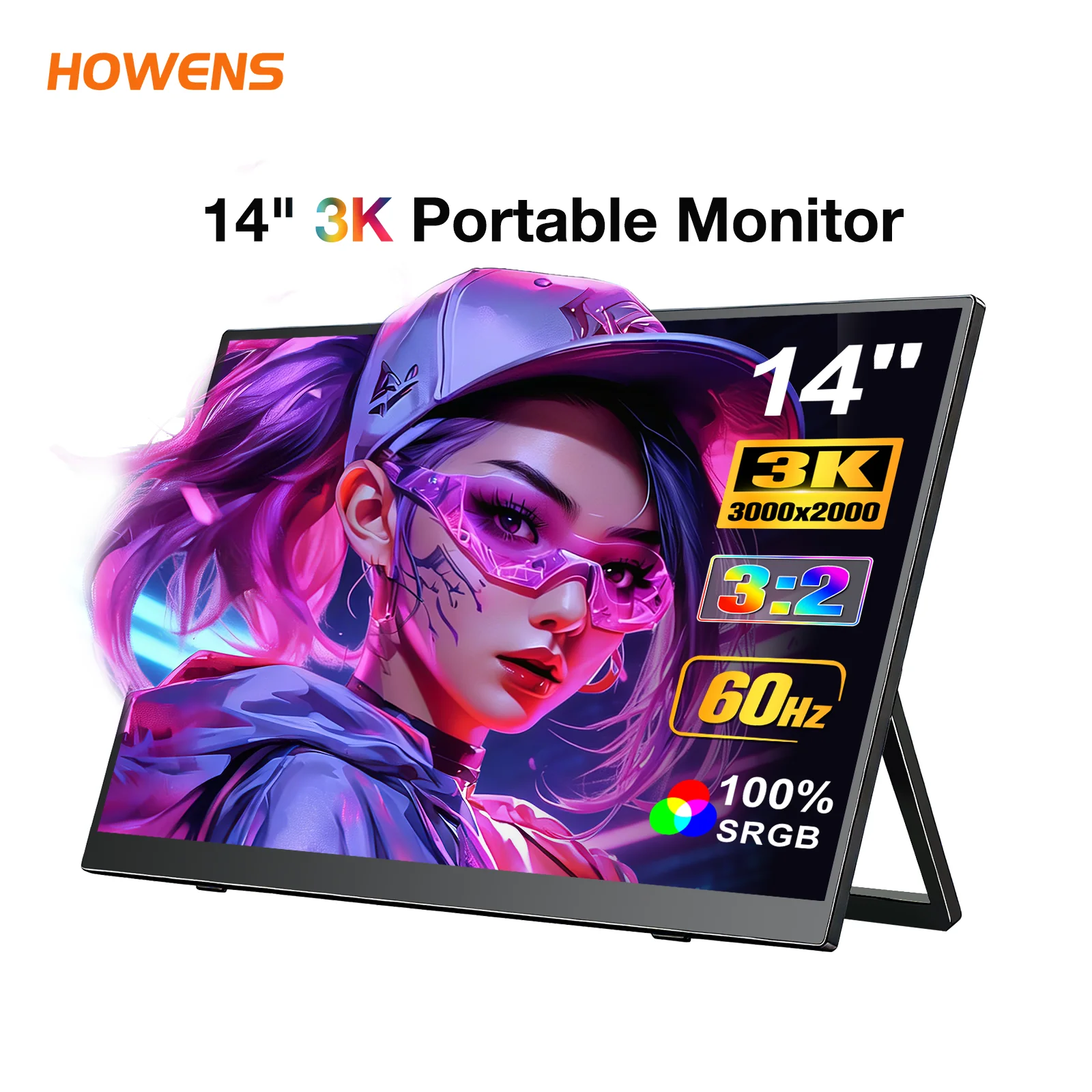 14 Inch Portable Monitor with Stand 3000×2000 HDMI Type-C Port IPS Gaming Expansion Monitor For Laptop Mobile Phone PS3 4 5 XBOX