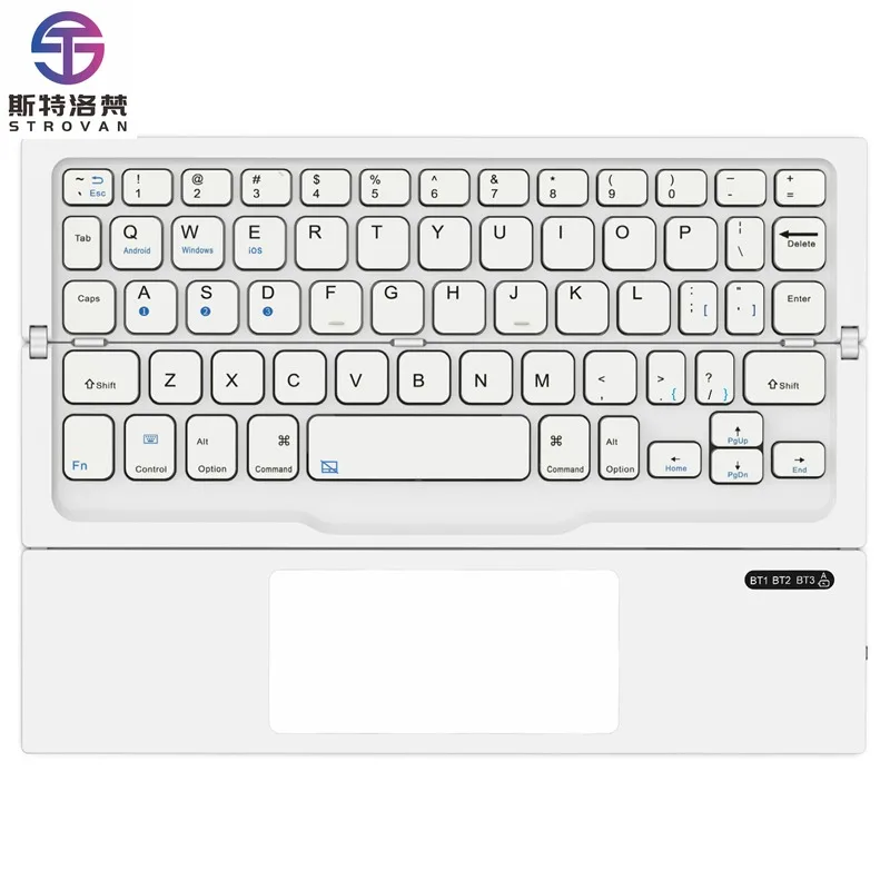 New Foldable Compact USB Wireless BT Keyboard Portable Pocket-Sized Metal Design for iPhone Smartphone Tablet PC