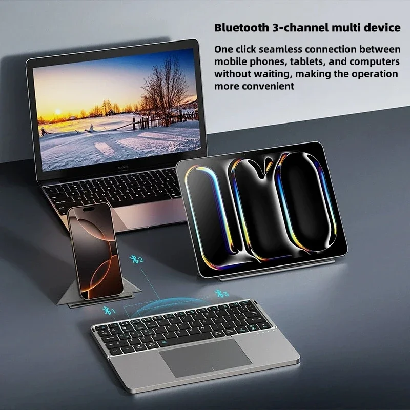 Multi-Functional External Wireless Keyboard Folding Magnetic Bluetooth Keyboard with Touchpad for Ipad/iphone/android/windows