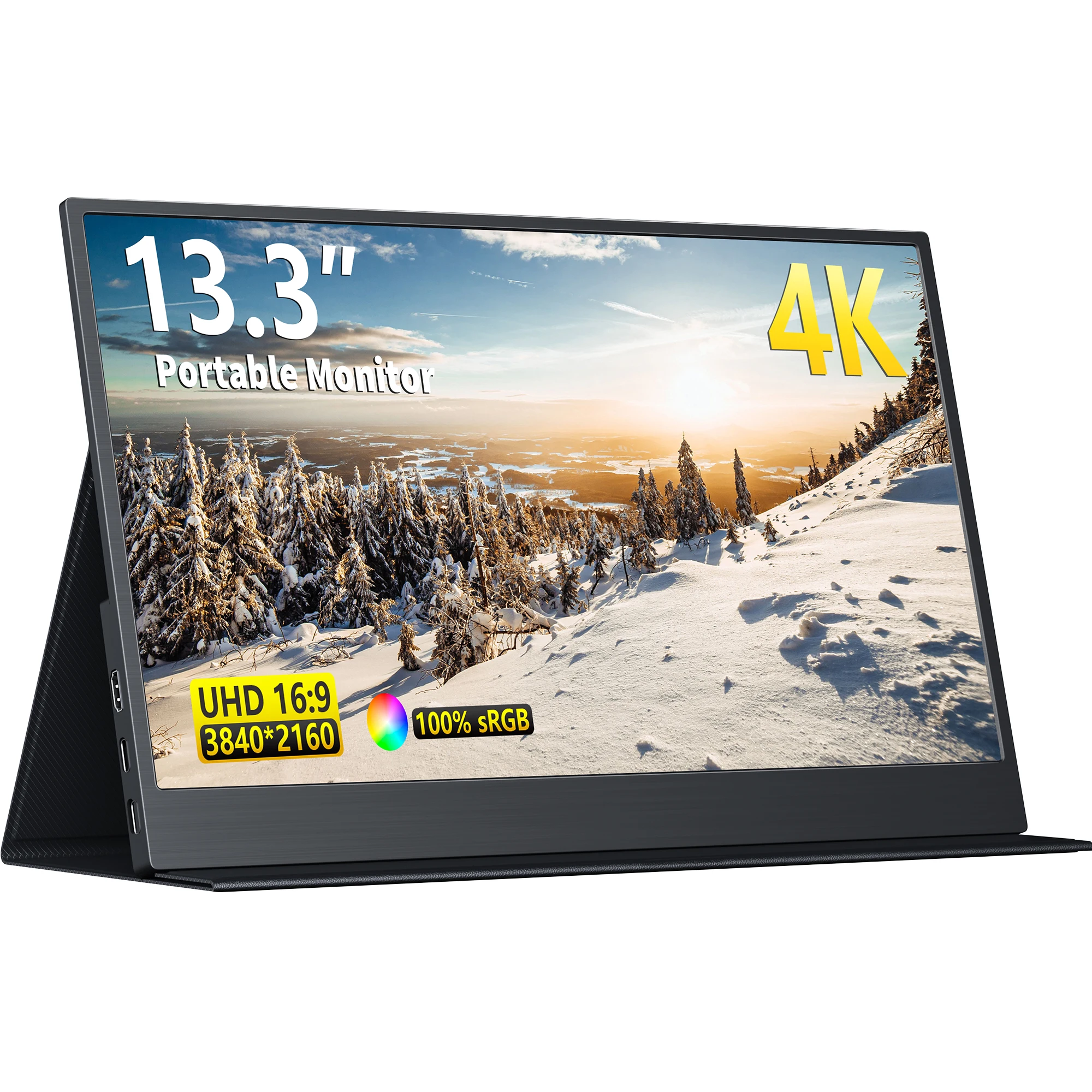 Amoudo 3840*2160P 13.3 Inch Portable Monitor UHD IPS Laptop Second Screen Dual USB C HDMI Computer Gaming Display Travel Monitor