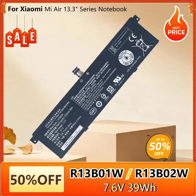 R13B02W R13B01W Laptop Battery Replacement for Xiaomi Mi Air 13 13.3" Series Notebook 161301-01 Tablet PC Rechargable Battery