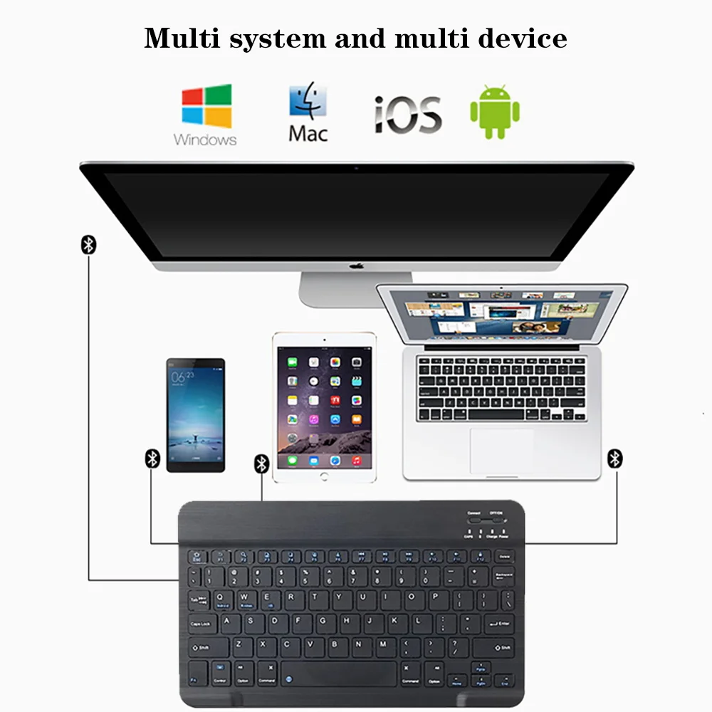 Keyboard for Tablet Notebook Phone Wireless Bluetooth Mini Keyboard Rechargable Keyboard +Tablet PC/Mobile Phone Holder Stand
