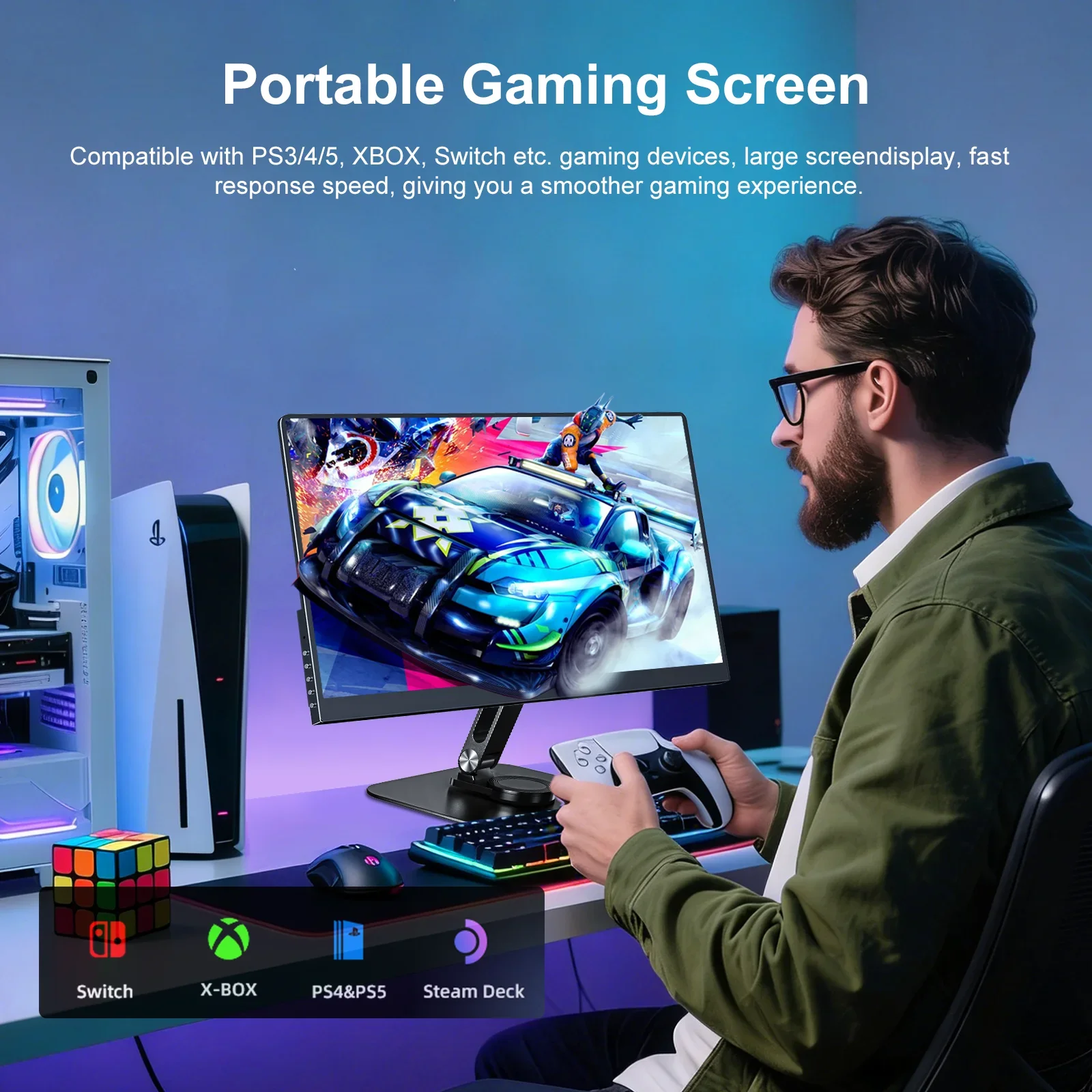 14 Inch 3K 3840*2560 Portable Monitor IPS 100% sRGB Low Blue Light External Second Screen for Laptop PS5 Switch Phone