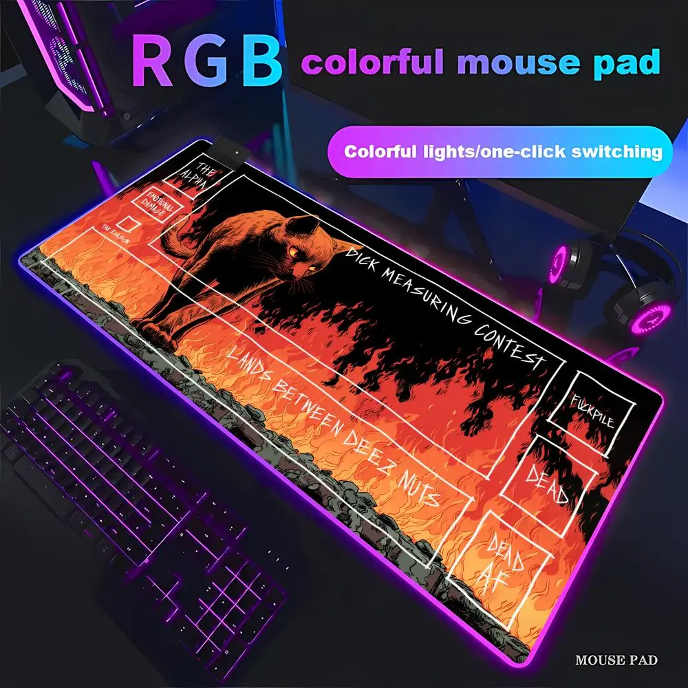 HYBXAXC Zoned Card Game Mouse Pad Non-Slip Rubber Base Desk Mat for Gaming Office Home Desktop Decor RGB HD Large LED Light
