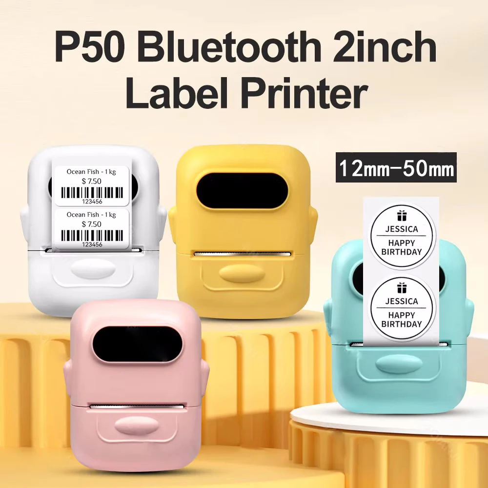 P50 Thermal Mini Wireless Label Sticker Printer Suitable For Small Business Home Office Portable Machine For Smartphone