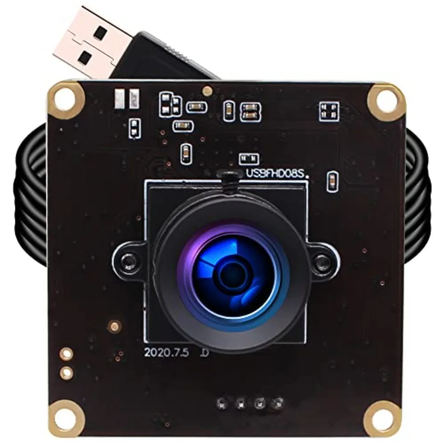 High Speed USB Camera 1080P Embedded Webcam Board with 100-degree No Distortion Lens for Computer Plastic Housing Black 60/120/