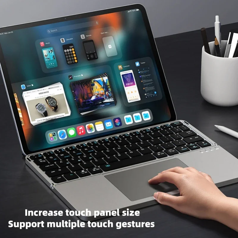Multi-Functional Folding Magnetic Bluetooth Keyboard with Touchpad External Wireless Keyboard for Ipad/iphone/android/windows