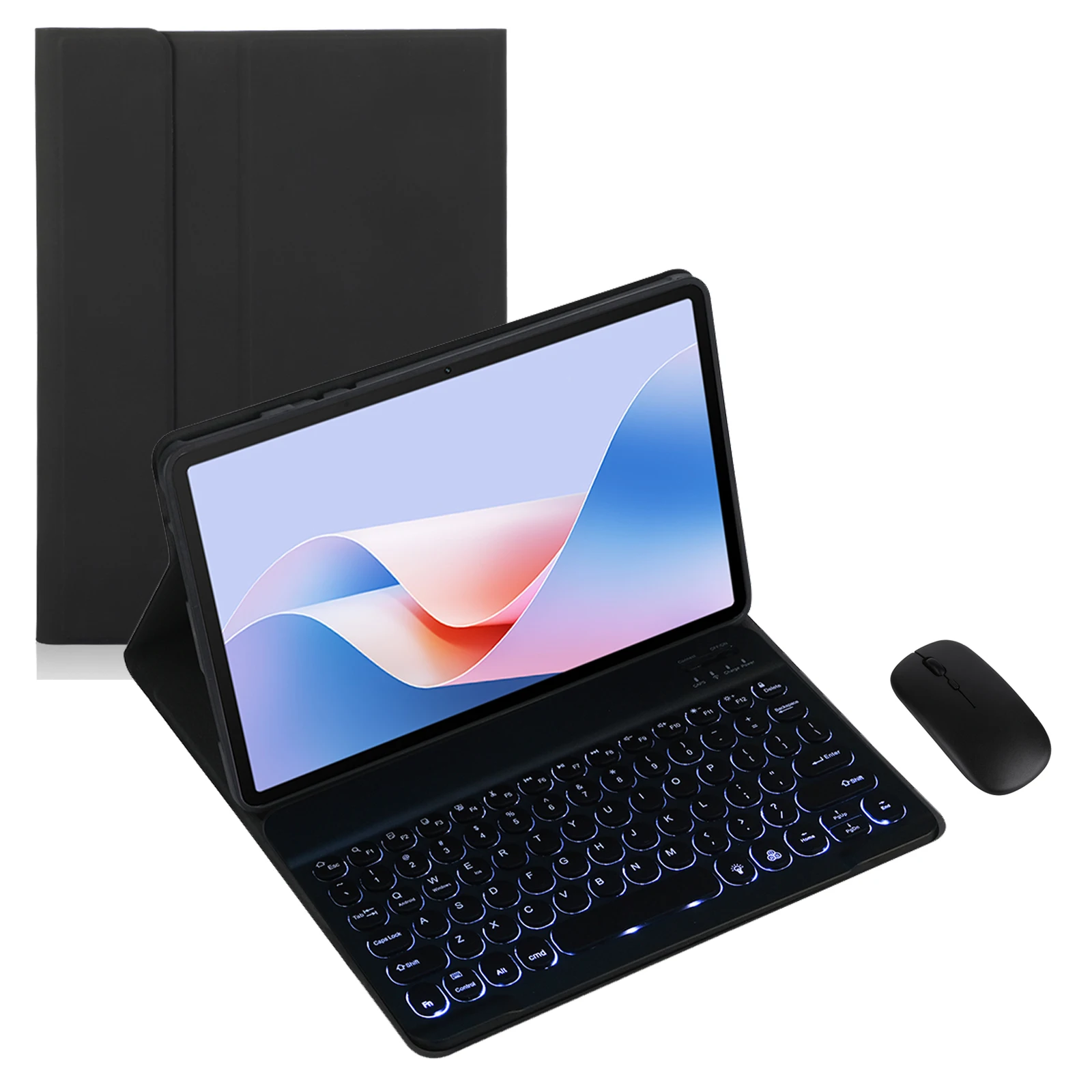 Rounded Keyboard Case for Lenovo XiaoXin Pad Pro TB-Q706F 12.6inch Tablet,Detachable Wireless Keyboard Cover with Mouse(Black)