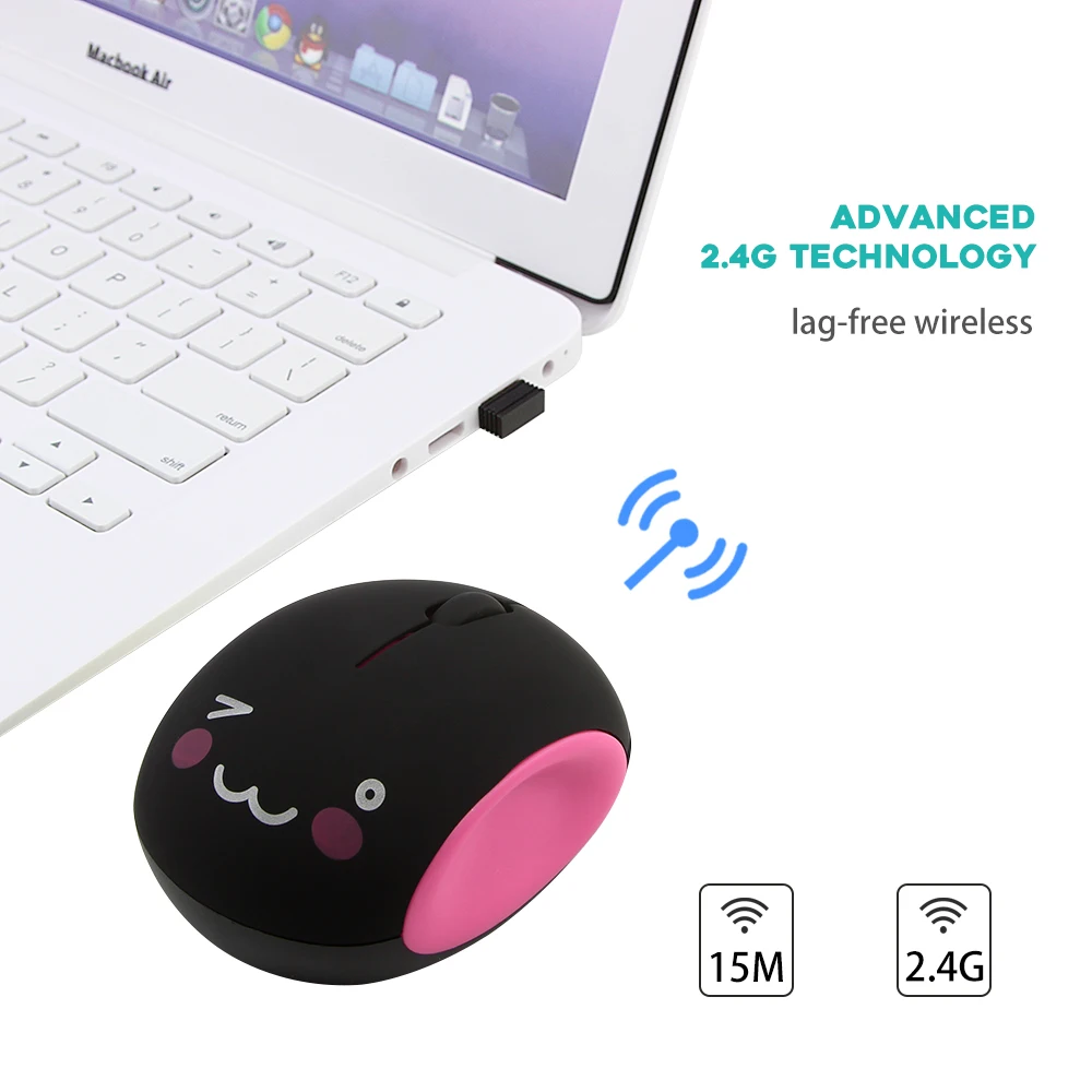 Cute 2.4GHz Wireless Mouse Silent Portable Mini Rechargeable Mouse Optical Cartoon Computer Mice for Laptop Desktop PC Notebook