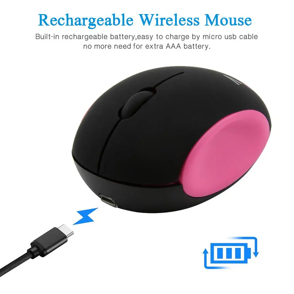 Cute 2.4GHz Wireless Mouse Silent Portable Mini Rechargeable Mouse Optical Cartoon Computer Mice for Laptop Desktop PC Notebook