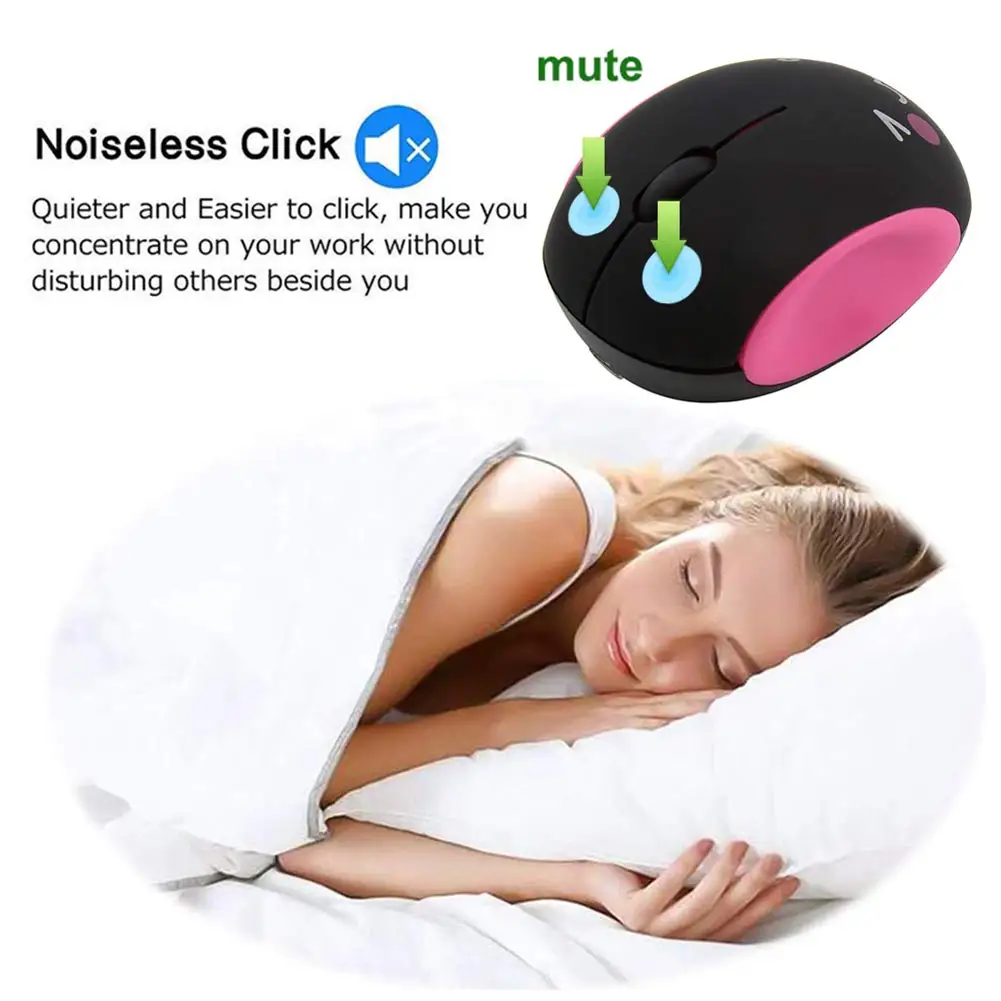 Cute 2.4GHz Wireless Mouse Silent Portable Mini Rechargeable Mouse Optical Cartoon Computer Mice for Laptop Desktop PC Notebook