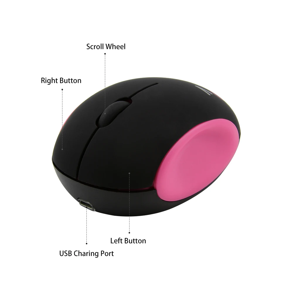 Cute 2.4GHz Wireless Mouse Silent Portable Mini Rechargeable Mouse Optical Cartoon Computer Mice for Laptop Desktop PC Notebook