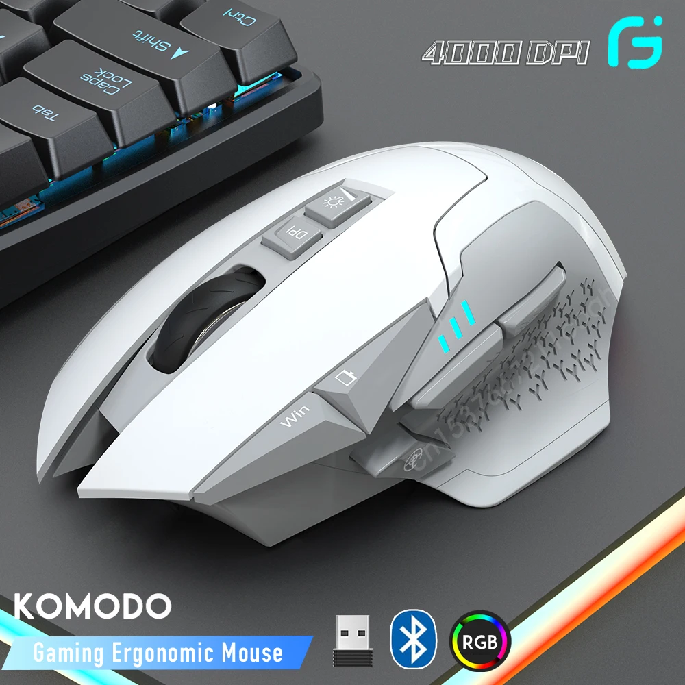 Wireless Gaming Mouse Bluetooth 2.4G Rechargeable Silent Ergonomic Computer 4000dpi For Tablet Macbook Laptop Office