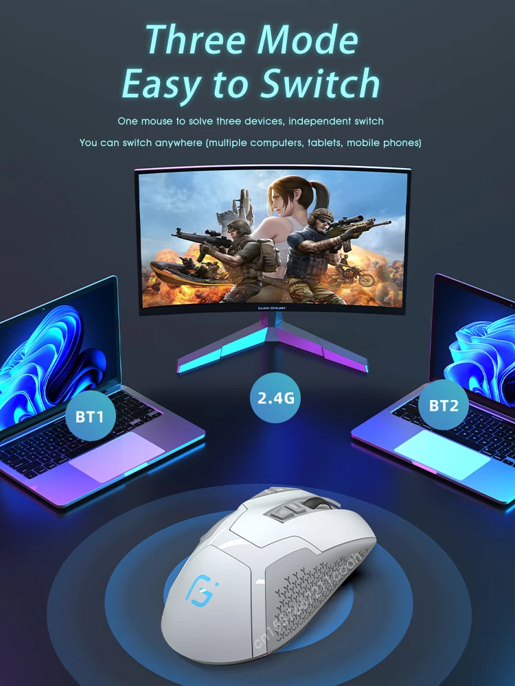 Wireless Gaming Mouse Bluetooth 2.4G Rechargeable Silent Ergonomic Computer 4000dpi For Tablet Macbook Laptop Office