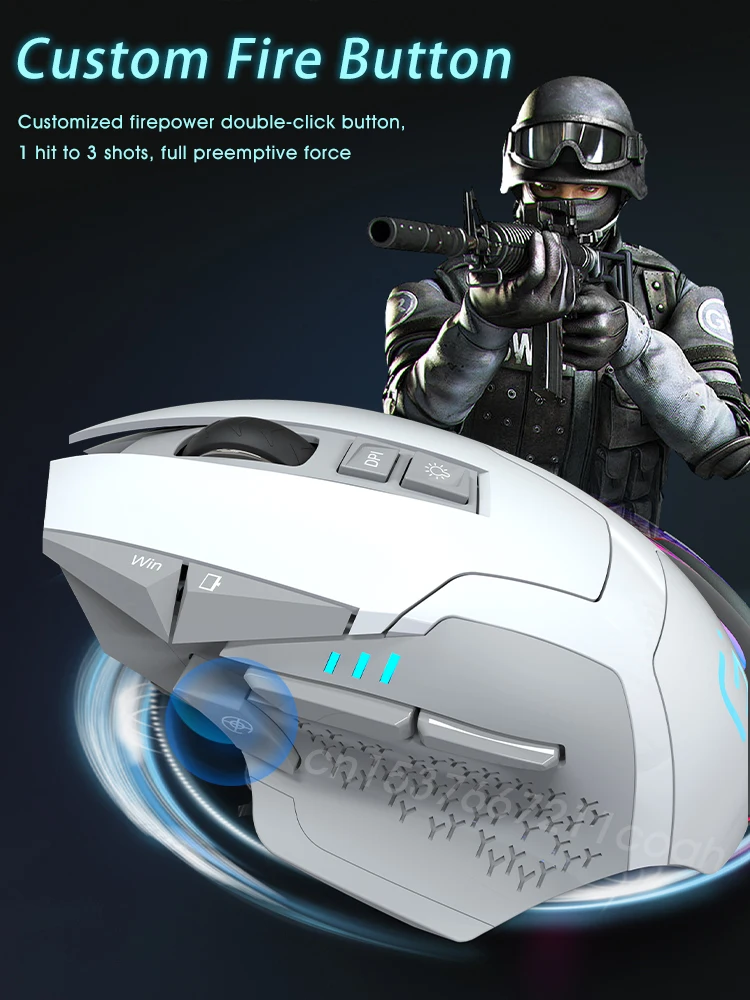 Wireless Gaming Mouse Bluetooth 2.4G Rechargeable Silent Ergonomic Computer 4000dpi For Tablet Macbook Laptop Office